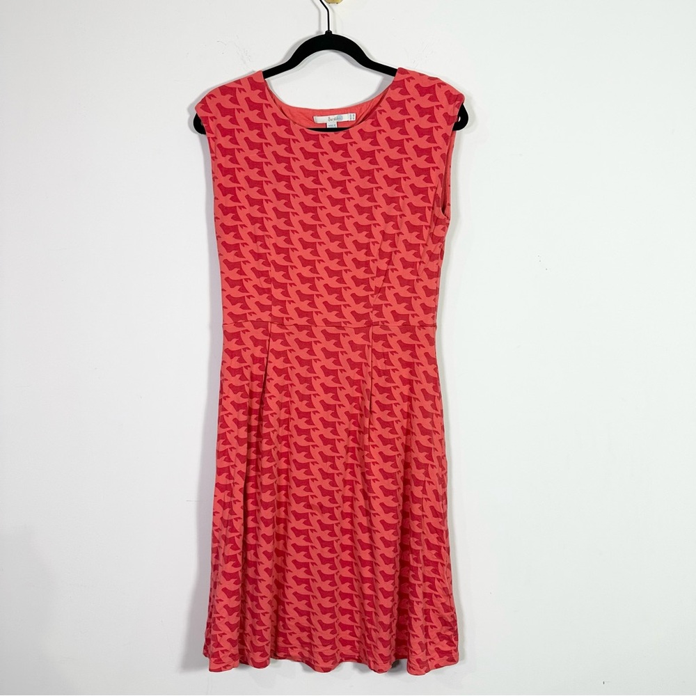 Boden Red Bird Novelty Print Sleeveless Crewneck Dress